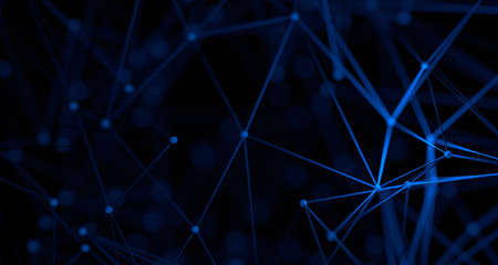 Abstract 3d render, background design with connected lines and spheresの写真素材