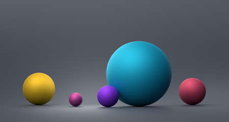 Abstract 3d render of composition with colorful spheres, modern background designの写真素材