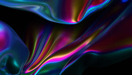 Abstract 3d render, iridescent background design, modern illustrationの写真素材