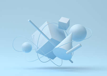 Abstract 3d render, pastel colored background design with geometric shapesの写真素材