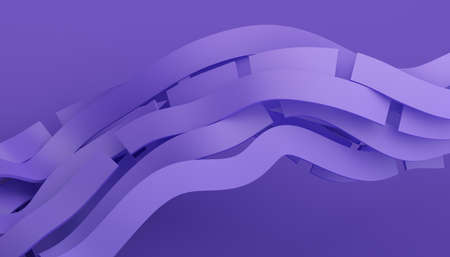 Abstract 3d render, background design, purple wavy linesの写真素材