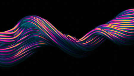 Abstract 3d render, background design, colorful wavy linesの写真素材