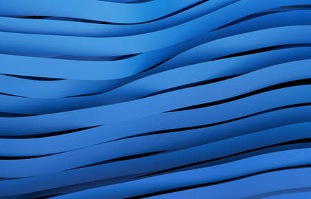 Abstract 3d render, background design, blue wavy linesの写真素材