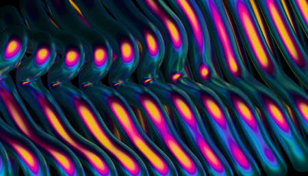 Abstract 3d render, background design, colorful wavy linesの写真素材