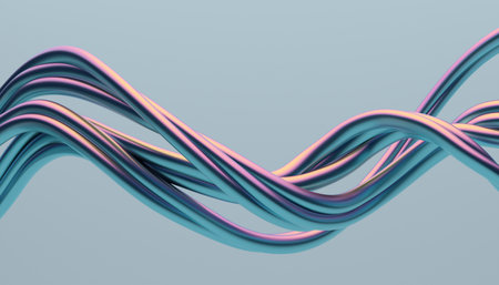 Abstract 3d render, background design, colorful wavy linesの写真素材