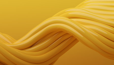 Abstract 3d render, background design, yellow wavy linesの写真素材