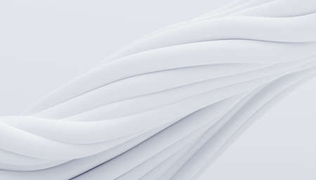 Abstract 3d render, background design, white wavy linesの写真素材