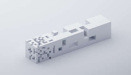Abstract 3d render, geometric composition with cubesの写真素材