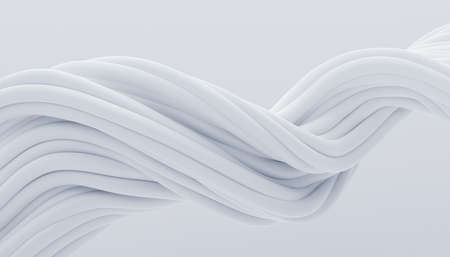 Abstract 3d render, background design, white wavy linesの写真素材