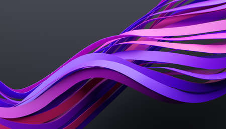 Abstract 3d render, background design, purple wavy linesの写真素材