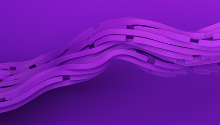 Abstract 3d render, background design, purple wavy linesの写真素材