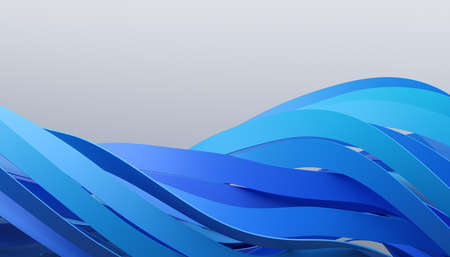 Abstract 3d render, background design, blue wavy linesの写真素材