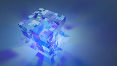 Abstract 3d render, colorful geometric composition, background designの写真素材