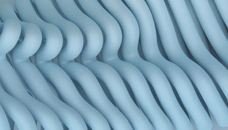 Abstract 3d render, background design, blue pastel wavy linesの写真素材