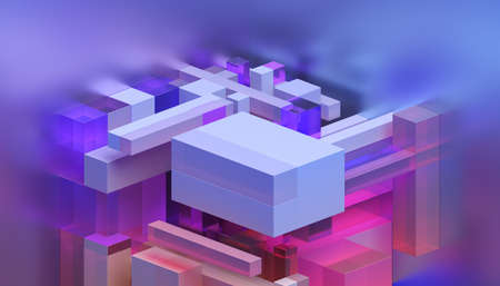 Abstract 3d render, geometric composition, colorful background designの写真素材
