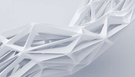 Abstract 3d render, background design, white futuristic shapeの写真素材