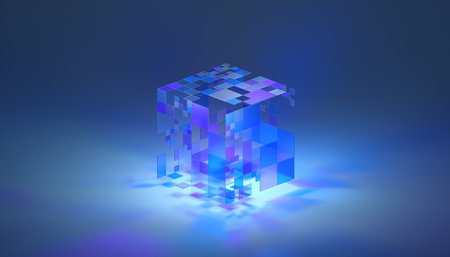Abstract 3d render, colorful geometric composition, background designの写真素材