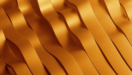 Abstract 3d render, background design with yellow wavy linesの写真素材