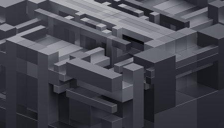 Abstract 3d render, geometric composition, gray background designの写真素材