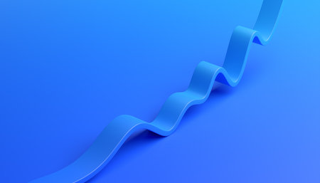 Abstract 3d render, background design with blue wavy lineの写真素材