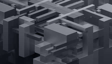 Abstract 3d render, geometric composition, gray background designの写真素材