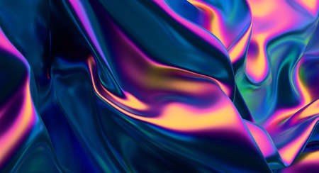 Abstract 3d render, iridescent background design, colorful illustrationの写真素材