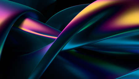 Abstract 3d render, iridescent background design, colorful illustrationの写真素材