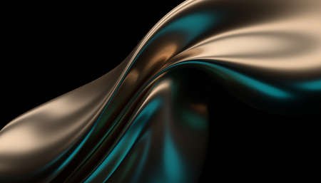 Abstract 3d render, gold background design, wavy surfaceの写真素材