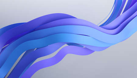 Abstract 3d render, background design, blue and purple wavy linesの写真素材