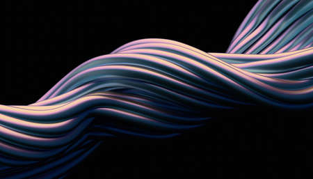 Abstract 3d render, background design, colorful wavy linesの写真素材