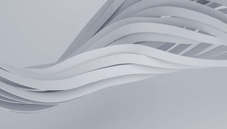 Abstract 3d render, background design, white wavy linesの写真素材