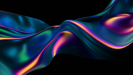 Abstract 3d render, iridescent background design, colorful illustrationの写真素材