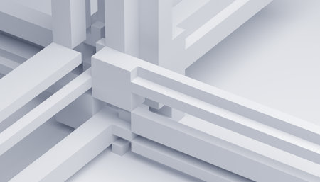 Abstract 3d render, geometric composition, white background designの写真素材