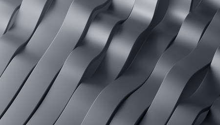 Abstract 3d render, background design with gray wavy linesの写真素材