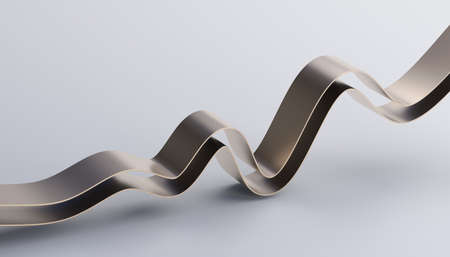 Abstract 3d render, minimalistic background with a gold curved lineの写真素材