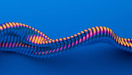 Abstract 3d render, background design, colorful wavy linesの写真素材