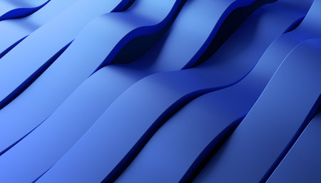 Abstract 3d render, background design with blue wavy linesの写真素材