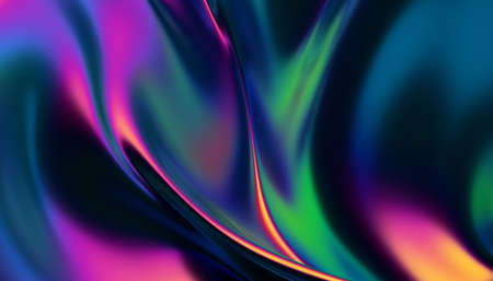 Abstract 3d render, iridescent background design, colorful illustrationの写真素材