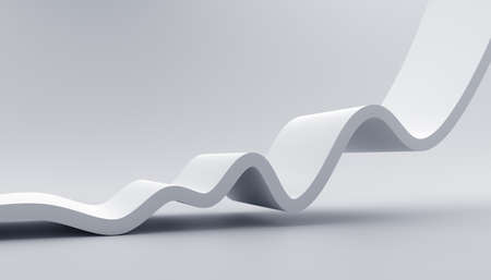 Abstract 3d render, white minimalistic background with a curved lineの写真素材