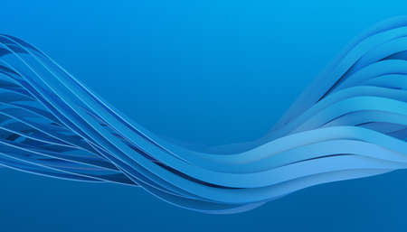 Abstract 3d render, background design, blue wavy linesの写真素材