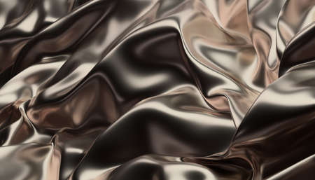 Abstract 3d render, gold background design, wavy surfaceの写真素材