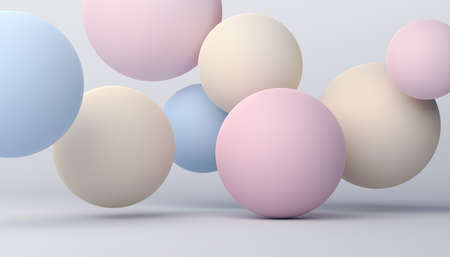 Abstract 3d render of pastel colored spheres, modern background designの写真素材