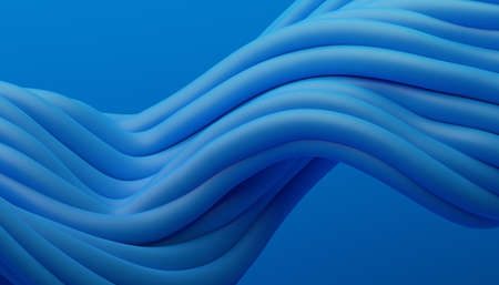 Abstract 3d render, background design, blue wavy linesの写真素材