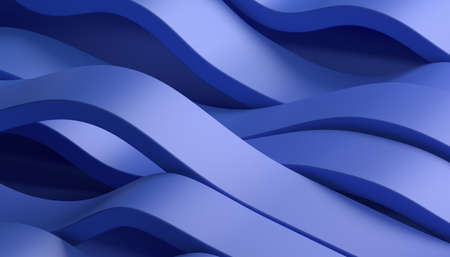 Abstract 3d render, background design with blue wavy linesの写真素材