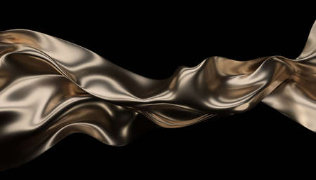 Abstract 3d render, gold background design, wavy surfaceの写真素材