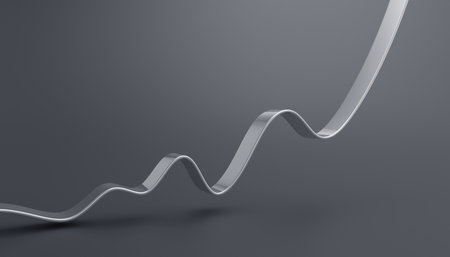 Abstract 3d render, minimalistic background with a metal curved lineの写真素材
