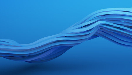 Abstract 3d render, background design, blue wavy linesの写真素材