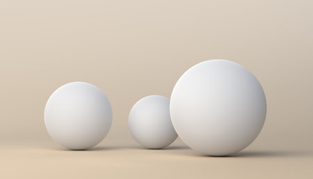 Abstract 3d render of white spheres, modern background designの写真素材