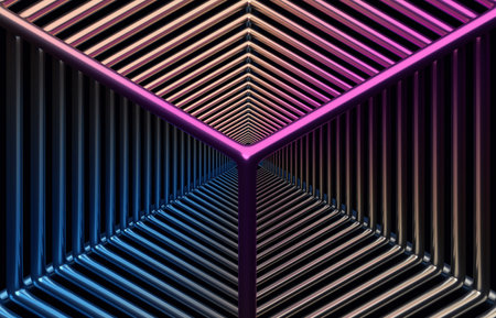 Abstract futuristic structure, colorful background design, 3d renderの写真素材