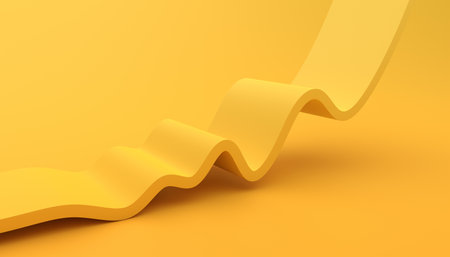 Abstract 3d render, minimalistic yellow background with a curved lineの写真素材